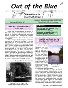 Out of the Blue A Newsletter of the Water Quality Division Summer 2010 No. 37 Deep Lake Conservation History By Perry Thomas