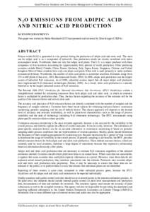 Good Practice Guidance and Uncertainty Management in National Greenhouse Gas Inventories  N2O EMISSIONS FROM ADIPIC ACID AND NITRIC ACID PRODUCTION A C K N O WL E D G E M E N T S This paper was written by Heike Mainhardt