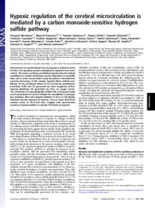 Hypoxic regulation of the cerebral microcirculation is mediated by a carbon monoxide-sensitive hydrogen sulﬁde pathway Takayuki Morikawaa,1, Mayumi Kajimuraa,b,1,2, Tomomi Nakamuraa,c, Takako Hishikia, Tsuyoshi Nakanis