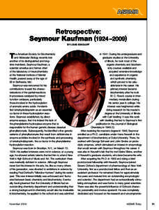 Retrospective: Seymour Kaufman (1924 –2009) BY LOUIS SOKOLOFF T
