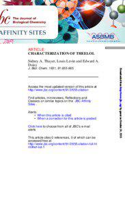 ARTICLE: CHARACTERIZATION OF THEELOL Sidney A. Thayer, Louis Levin and Edward A.