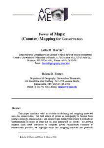 Power of Maps: (Counter) Mapping for Conservation Leila M. Harris 1