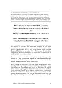 © Australian Institute of Criminology 1995 ISBN[removed]The contents of this file are copyright. Apart from any fair dealing for the purpose of private study, research, criticism or review, as permitted under the 