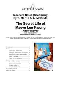 B O O K  P U B L I S H E R S Teachers Notes (Secondary) by T. Martin & A. McBride