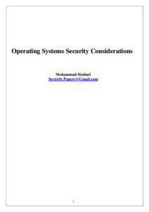 Crime prevention / National security / Operating system / Mandatory access control / Password / Kernel / Access Control Matrix / Capability-based security / Ring / Security / Computer security / Access control