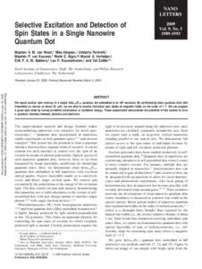 NANO LETTERS Selective Excitation and Detection of Spin States in a Single Nanowire Quantum Dot