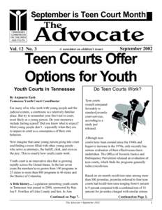 September is Teen Court Month TENNESSEE COMMISSION ON CHILDREN AND YOUTH