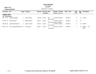 Course Schedule Diné College Page 1 of 3  Fall 2014