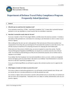 V1, [removed]DEFENSE TRAVEL MANAGEMENT OFFICE  Department of Defense Travel Policy Compliance Program