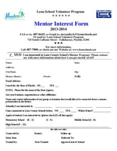 Leon School Volunteer Program  ****** Mentor Interest Form[removed]
