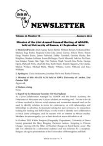 NEWSLETTER Volume 20 Number 78 January[removed]Minutes of the 51st Annual General Meeting of ASAUK,