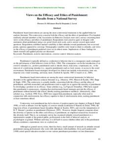 International Journal of Behavioral Consultation and Therapy  Volume 4, No. 1, 2008 Views on the Efficacy and Ethics of Punishment: Results from a National Survey