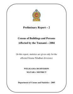 Preliminary Report – 2  Census of Buildings and Persons