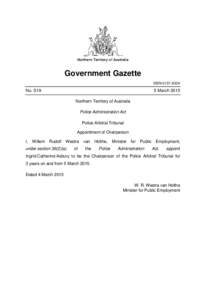 Northern Territory of Australia  Government Gazette ISSN-0157-833X  No. S19