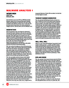 VIRUS BULLETIN www.virusbtn.com  MALWARE ANALYSIS 1 A(C)ES HIGH Peter Ferrie Microsoft, USA