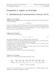 Universit¨at Potsdam, Institut f¨ ur Physik V: J. Kurths & M. Thiel WS 2004, Nichtlineare Dynamik ¨ U. Schwarz