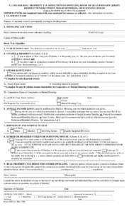 CLAIM FOR REAL PROPERTY TAX DEDUCTION ON DWELLING HOUSE OF QUALIFIED NEW JERSEY RESIDENT SENIOR CITIZEN, DISABLED PERSON, OR SURVIVING SPOUSE (N.J.S.A. 54:[removed]et seq.; L.1963 c.172 as amended) IMPORTANT File this comp