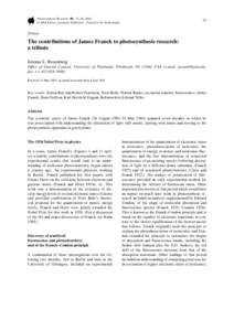 Photosynthesis / Light reactions / Nobel laureates in Physics / Spectroscopy / Tetrapyrroles / James Franck / Karl Herzfeld / Eugene Rabinowitch / Chlorophyll fluorescence / Chemistry / Biology / Physics