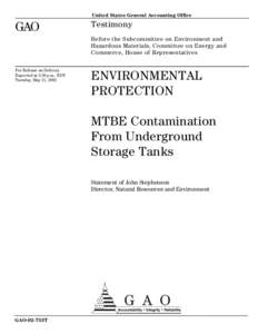 GAO-02-753T Environmental Protection: MTBE Contamination From Underground Storage Tanks