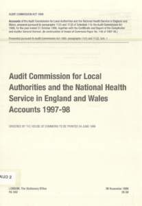 AUDIT COMMISSION ACT 1998 Accounts of the Audit Commission for Local Authorities and the National Health Service in England and Wales, prepared pursuant to paragraphsandof Schedule 1 to the Audit Commissi