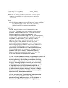 U.S. Geological Survey (USGS)  UCODE_2005(1) NOTE: Any use of trade, product or firm names is for descriptive purposes only and does not imply endorsement by the U.S.