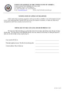 CONSULATE GENERAL OF THE UNITED STATES OF AMERICA CONSULAR SECTION-IMMIGRANT VISA UNIT 4 Le Duan Blvd., District 1, Ho Chi Minh City Tel: ([removed] | Fax: ([removed]E-mail: [removed] Website: http: