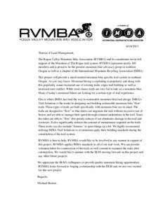 Comment letter from Rogue Valley Mountain Bike Association