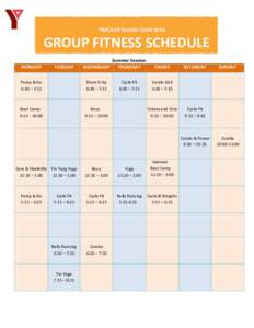 YMCA of Greater Saint John  GROUP FITNESS SCHEDULE MONDAY  TUESDAY