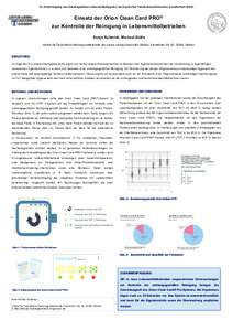 53. Arbeitstagung des Arbeitsgebietes Lebensmittelhygiene der Deutschen Veterinärmedizinischen Gesellschaft (DVG)  Einsatz der Orion Clean Card PRO® zur Kontrolle der Reinigung in Lebensmittelbetrieben Sonja Schmidt, M