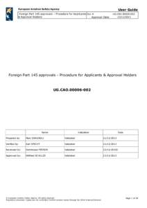 User Guide  European Aviation Safety Agency Foreign Part 145 approvals – Procedure for Applicants Doc # & Approval Holders