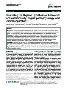 Unraveling the Hygiene Hypothesis of helminthes and autoimmunity: origins, pathophysiology, and clinical applications
