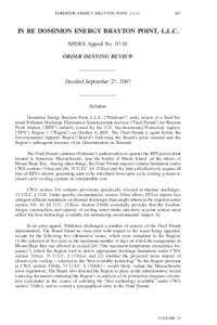 DOMINION ENERGY BRAYTON POINT, L.L.C[removed]IN RE DOMINION ENERGY BRAYTON POINT, L.L.C. NPDES Appeal No[removed]