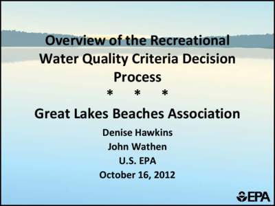 Stakeholder Meeting on EPA’s Development of New or Revised Recreational Water Quality Criteria