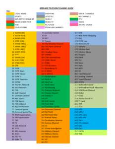 BERNARD TELEPHONE CHANNEL GUIDE Key: LOCAL NEWS SPORTS GEN-ENTERTAINMENT NEWS & WEATHER