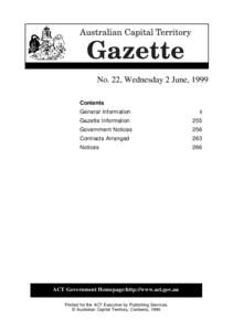 Australian Capital Territory / Periodic Detention Centre / Belconnen / National Capital Authority / Government Gazette of South Africa / Government / Canberra / Geography of Oceania