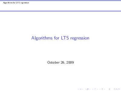 Econometrics / Robust regression / Estimation theory / Least trimmed squares / Ordinary least squares / Outlier / Seemingly unrelated regressions / Least squares / Bc programming language / Statistics / Regression analysis / Robust statistics