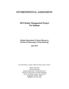 ENVIRONMENTAL ASSESSMENT[removed]Kudzu Management Project For Indiana  Indiana Department of Natural Resources