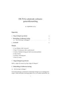 DK-TUGs sekstende ordinære generalforsamling 20. september 2014 Dagsorden 1