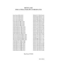 REND LAKE FISH ATTRACTOR GPS COORDINATES Gun Creek GC01-2011 Gun Creek GC02-2011 Gun Creek GC03-2011