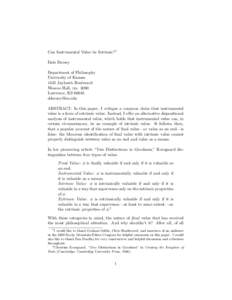 Can Instrumental Value be Intrinsic?† Dale Dorsey Department of Philosophy University of Kansas 1445 Jayhawk Boulevard Wescoe Hall, rm. 3090