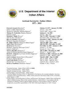 Assistant Secretaries - Indian Affairs