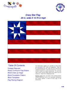 Crazy Star Flag 20 in. wide X[removed]in high Table Of Contents Yardage Required Rotary Cutting for Flag Stripes