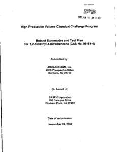 Robust Summaries & Test Plan: 1,2-dimethyl-4-nitrobenzene; Test Plan