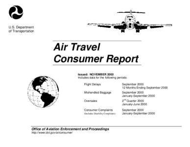 U.S. Department of Transportation Air Travel Consumer Report Issued: NOVEMBER 2000