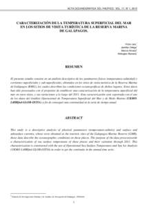 ACTA OCEANOGRÁFICA DEL PACÍFICO. VOL. 17, N° 1, 2012  CARACTERIZACIÓN DE LA TEMPERATURA SUPERFICIAL DEL MAR EN LOS SITIOS DE VISITA TURÍSTICA DE LA RESERVA MARINA DE GALÁPAGOS.