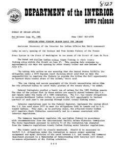 [removed]DBP4RTMBNT of the INTBRIDR news release BUREAU OF INDIAN AFFAIRS Shaw