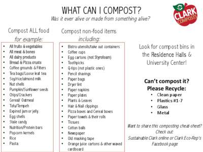 WHAT CAN I COMPOST?  	
   Was it ever alive or made from something alive?	
  