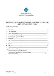 GUIDANCE TO COMPLETING THE REGISTRY’S COMPANY (C2A) APPLICATION FORM DOCUMENT OVERVIEW 1  Introduction ...................................................................................................................