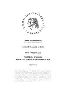 Walter Hallstein-Institut für Europäisches Verfassungsrecht Humboldt-Universität zu Berlin  WHI - Paper 02/09