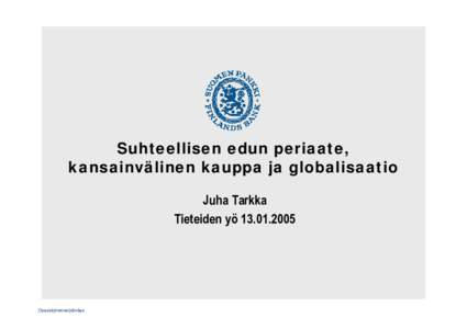 Suhteellisen edun periaate, kansainvälinen kauppa ja globalisaatio